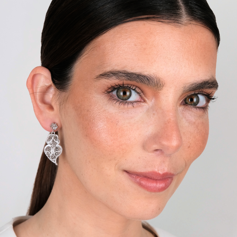 Brincos Coração de Viana Ciclo em Prata