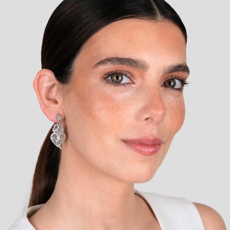 Brincos Coração de Viana Ciclo em Prata