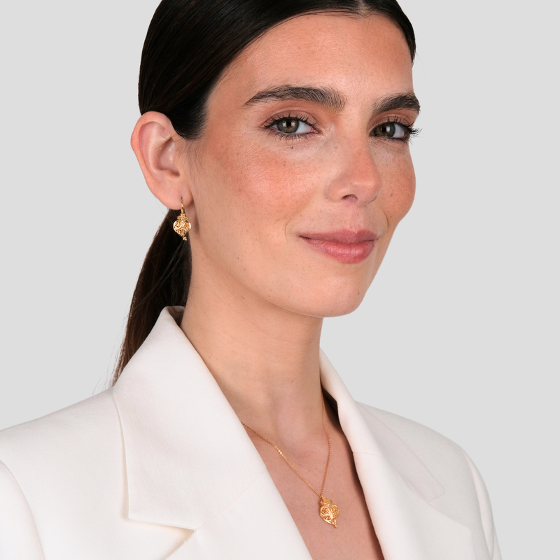 Set Volles Herz aus 19,2Kt Gold mit Diamant