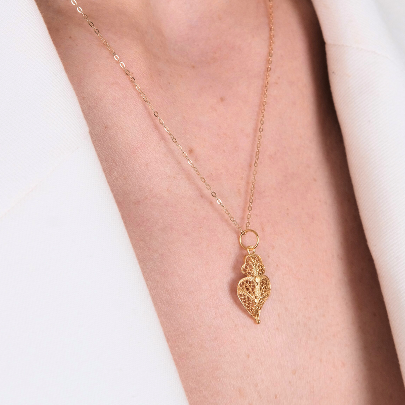 Conjunto Coração de Viana XS em Ouro 9Kt