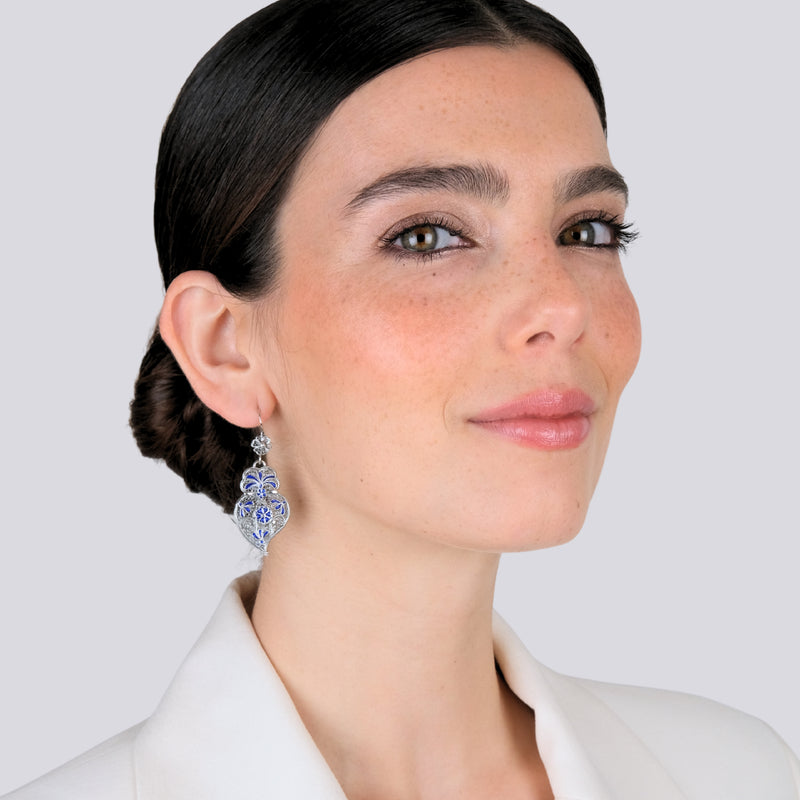 Pendientes Corazón de Viana Azul Real de Plata