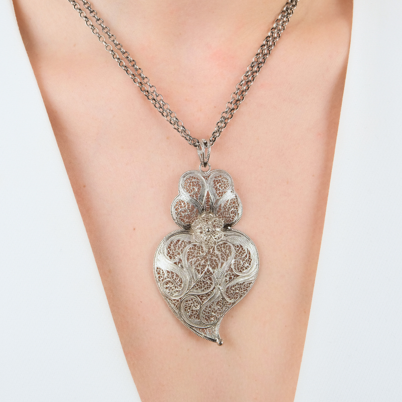 Collier Coeur de Viana 7,5cm en Argent