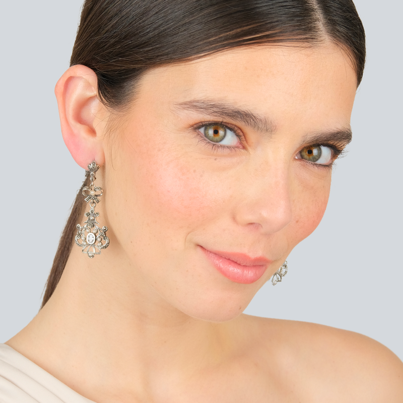 Brincos Catarina com Marcassites e Pérola em Prata