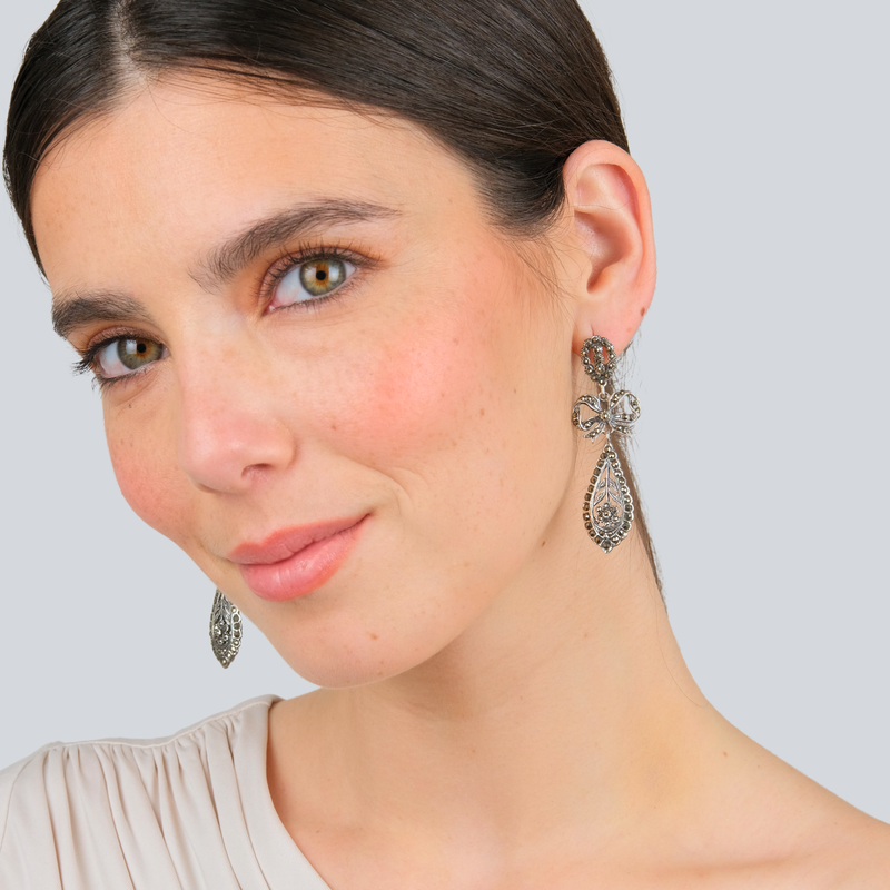 King Earrings of Marcasites in Silver