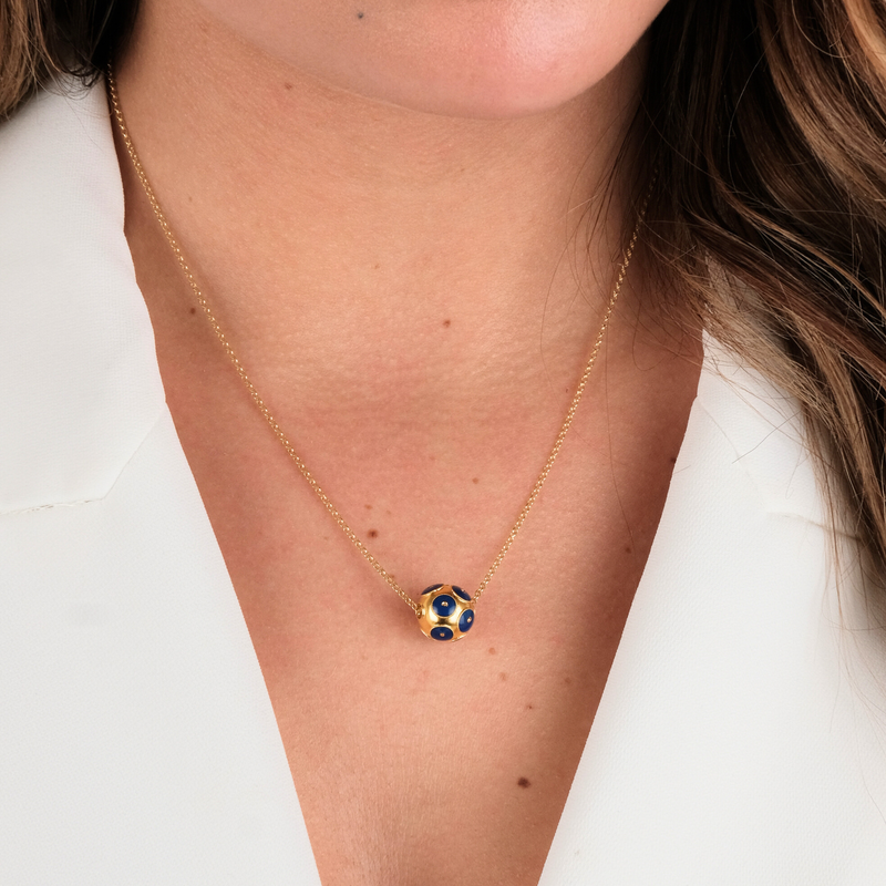 Collar Conta de Viana Azul de Plata Bañada en Oro