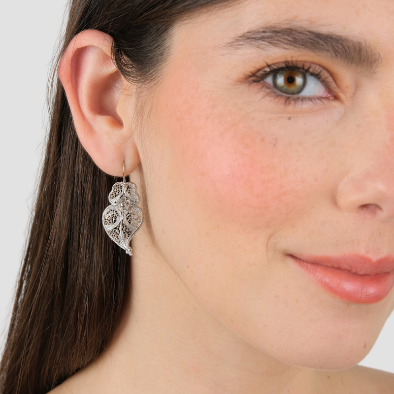 Boucles d'Oreilles Coeur de Viana 3,5cm en Argent