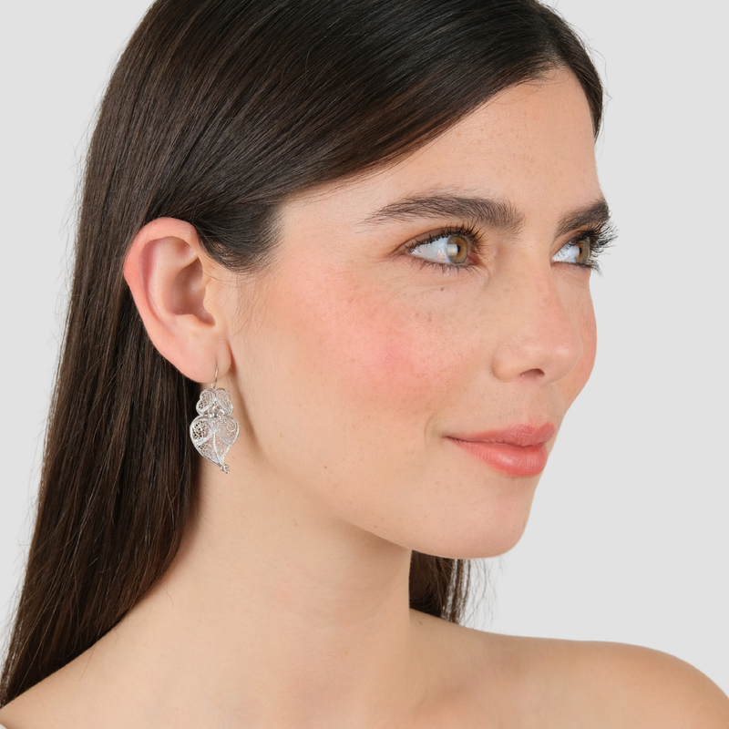 Boucles d'Oreilles Coeur de Viana 3,5cm en Argent