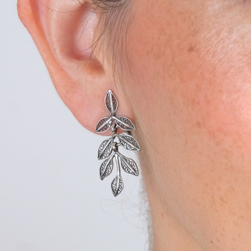 Brincos Folhas em Prata