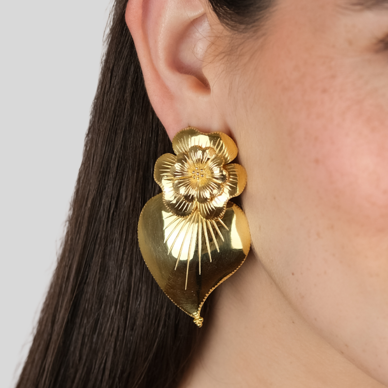 Earrings Heart of Amália in Gold Plated Silver