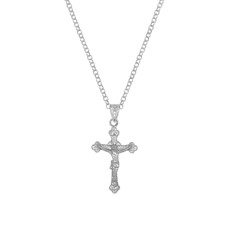 Necklace Crucifix Filigree in Silver