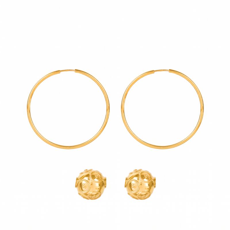 Earrings Hoops Viana’s Conta in Gold Plated Silver
