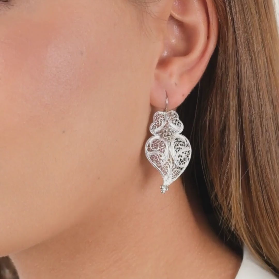 Earrings Heart of Viana 4,0cm in Gold Plated Silver