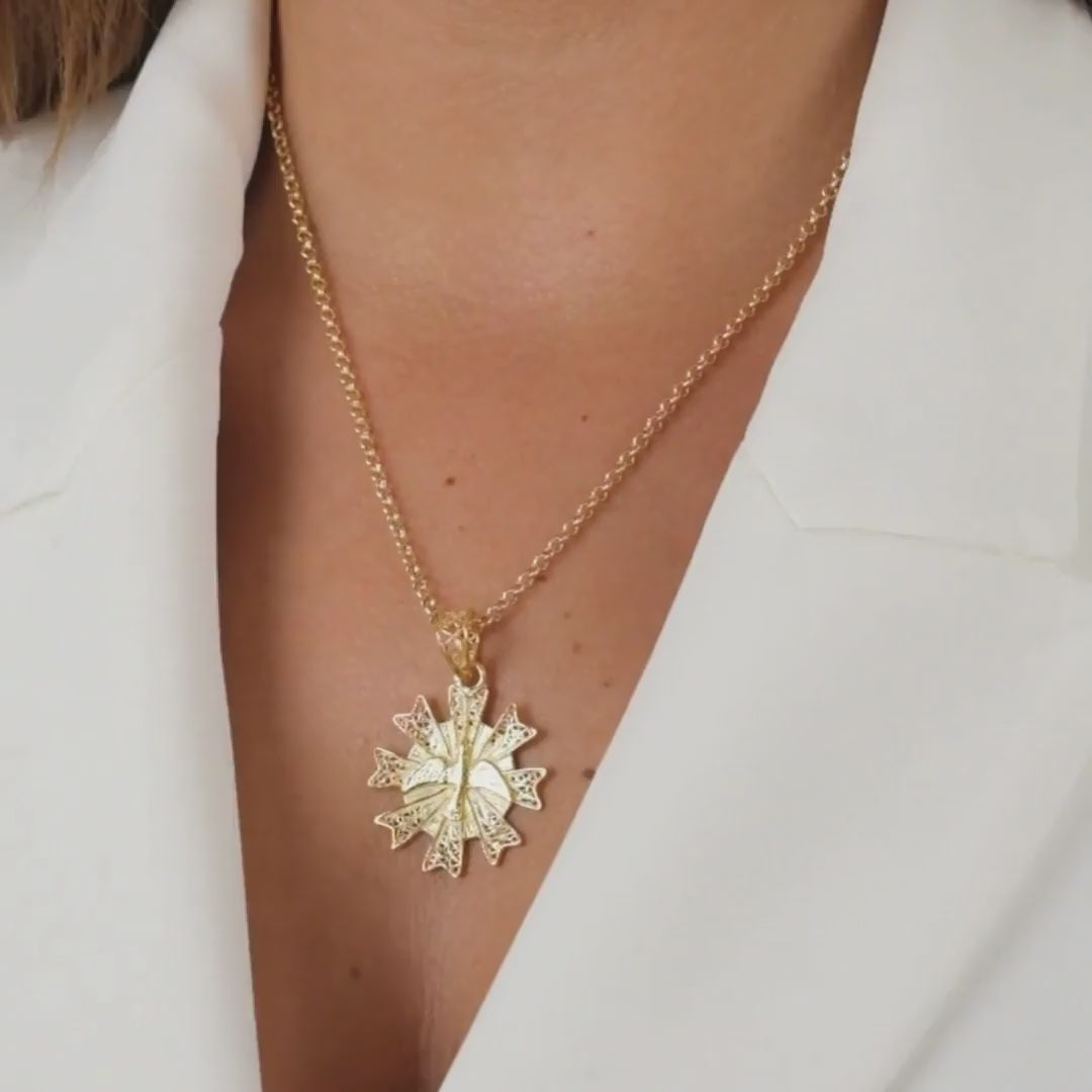 Necklace Holy Spirit Filigree in Gold Plated Silver