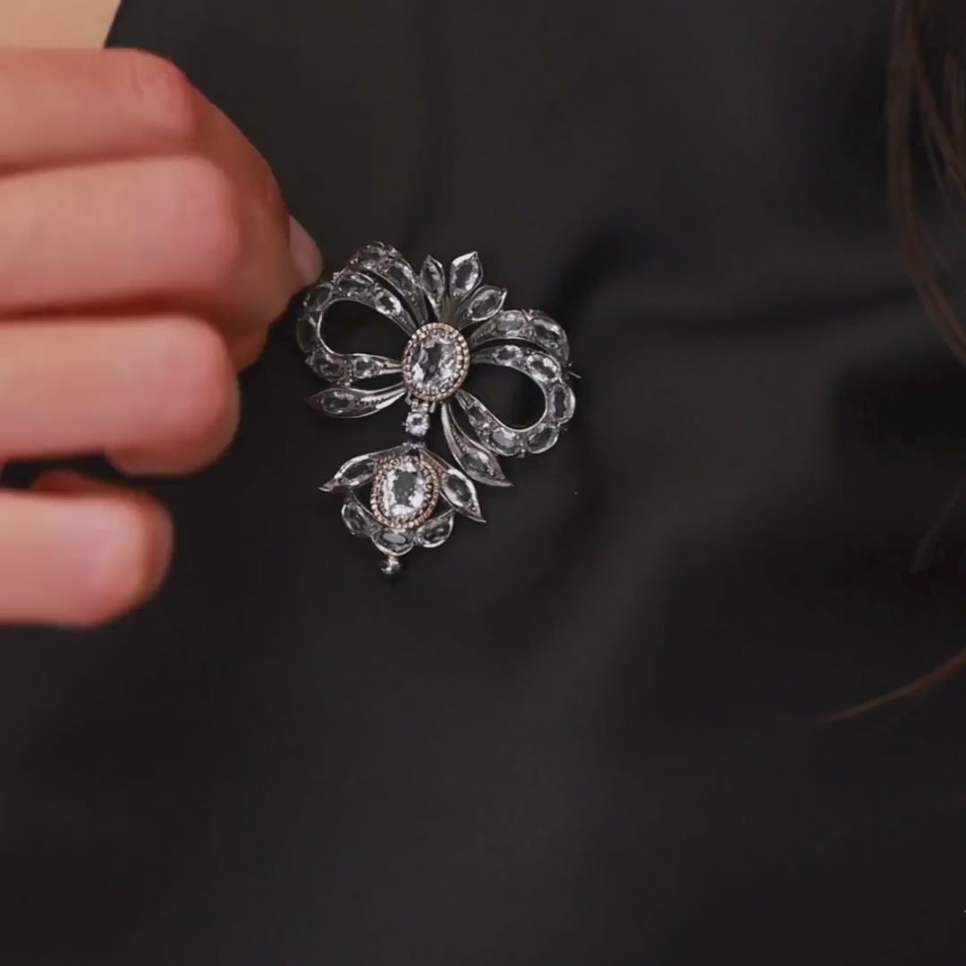 Brooch Rock Crystal in Silver and Gold