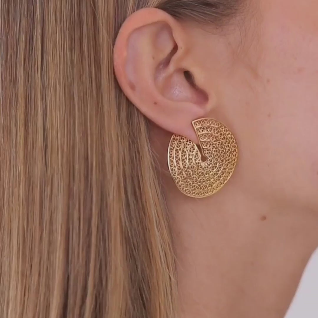 Earrings Cut Circles in Gold Plated Silver