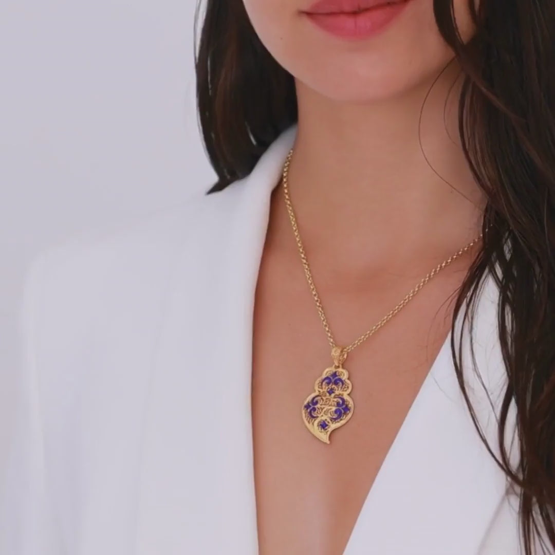 Necklace Heart of Viana Azulejo in Gold Plated Silver