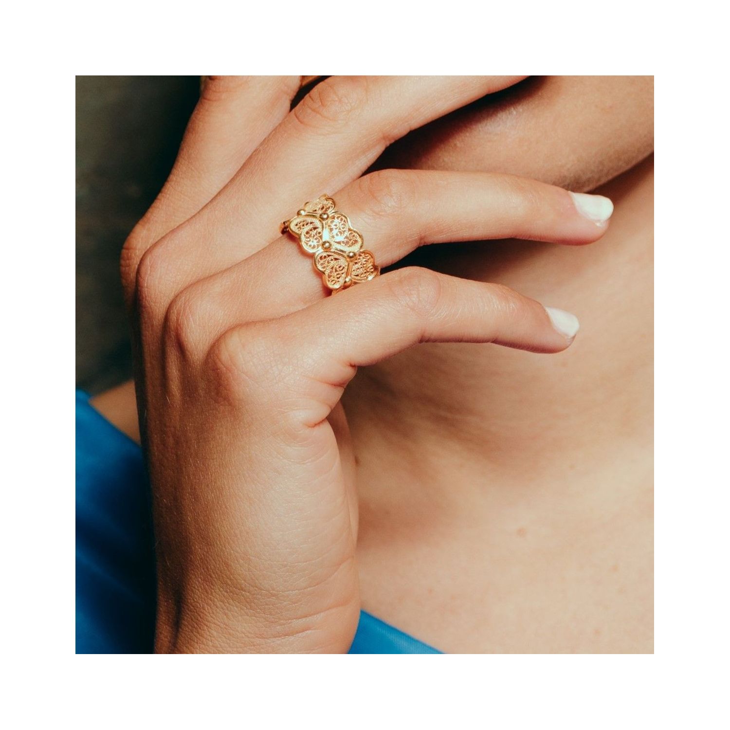 Ring Hearts in Gold Plated Silver Ring Hearts in Gold Plated Silver