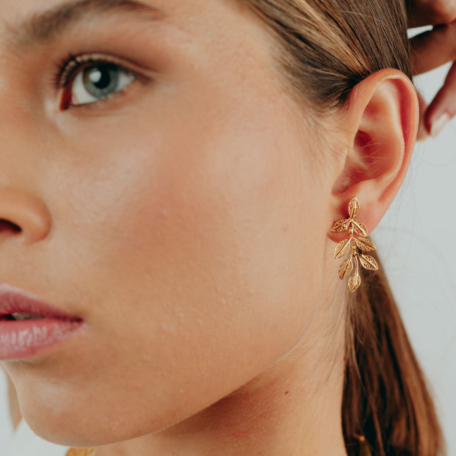 Earrings Leaves in Gold Plated Silver 