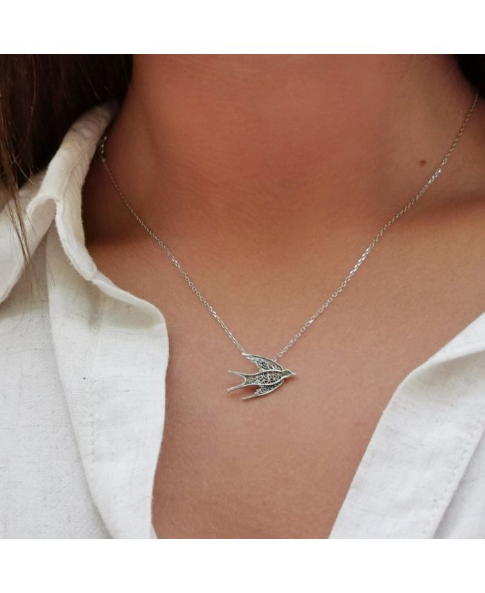 Necklace Swallow in Silver Portugal Jewels