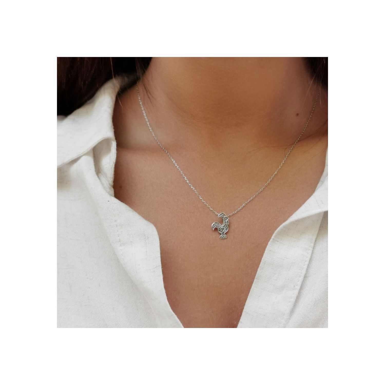 Necklace Rooster Barcelos in Silver Necklace Rooster Barcelos in Silver