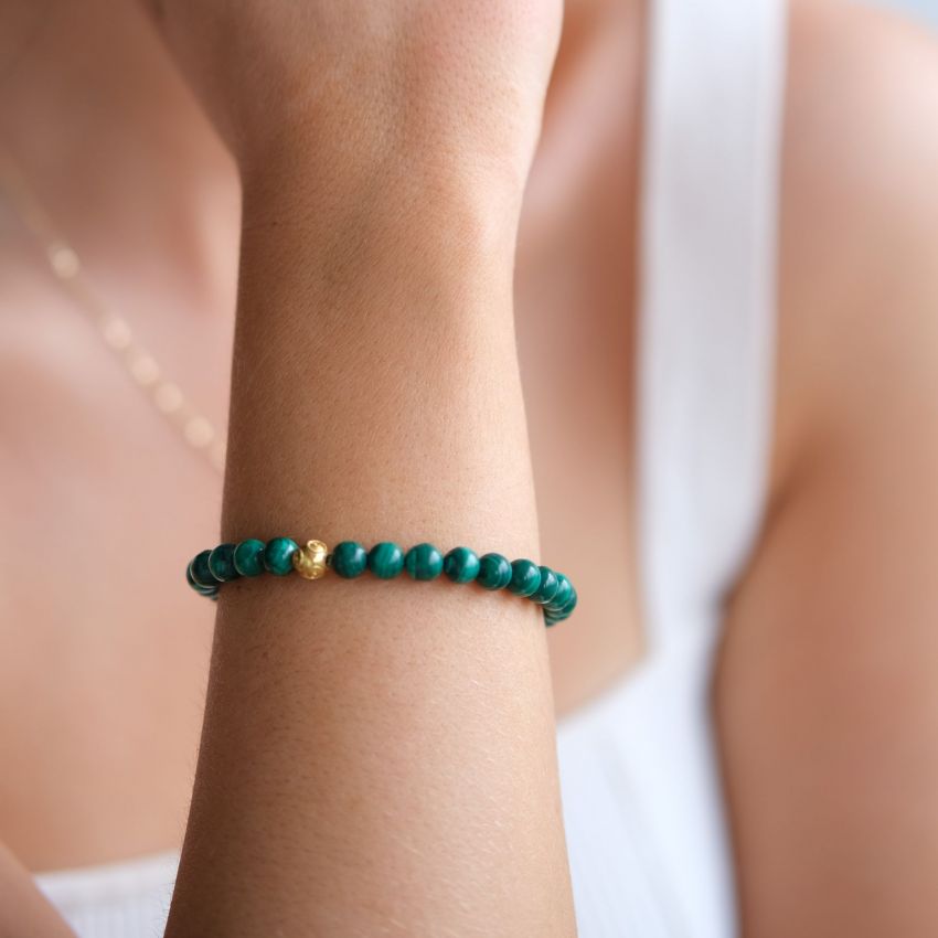 Bracelet Viana's Conta in 19,2Kt Gold with Malachite 