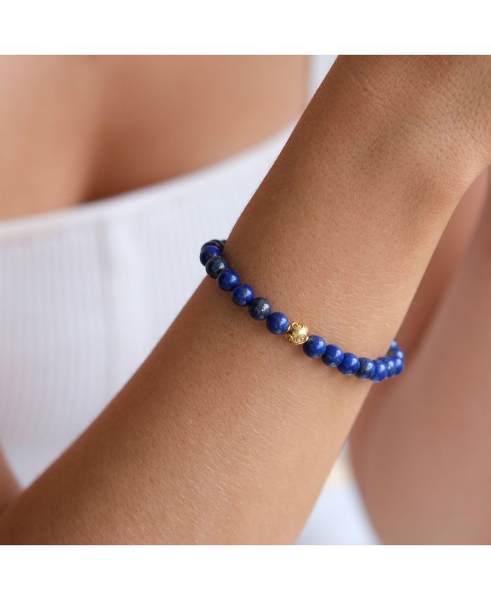 Awakened: Lapis Lazuli and Gold Gemstone Stacking Bracelet - Rei of Light  Jewelry