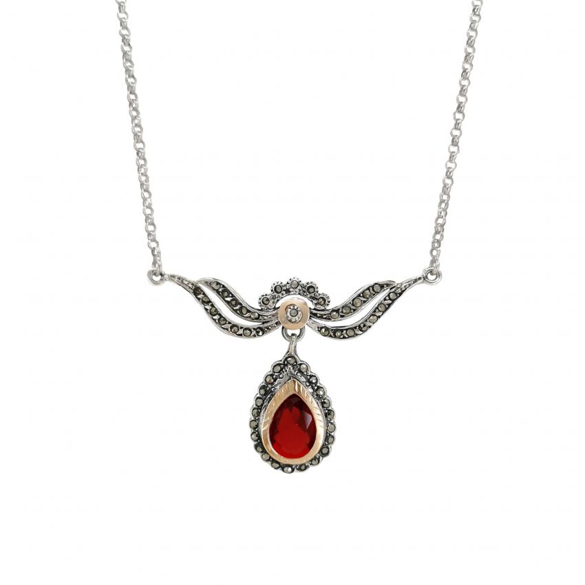 Necklace Tiara Red in Silver and Gold 