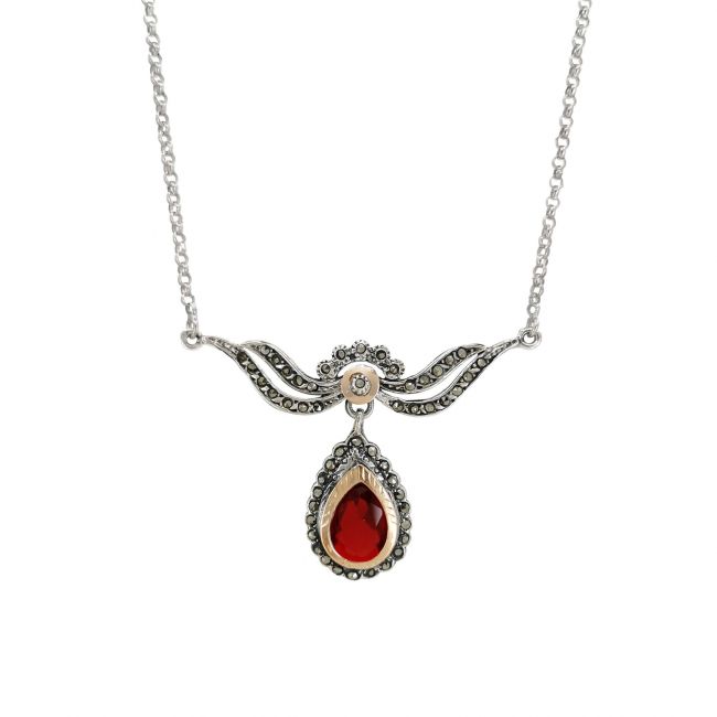 Necklace Tiara Red in Silver and Gold 