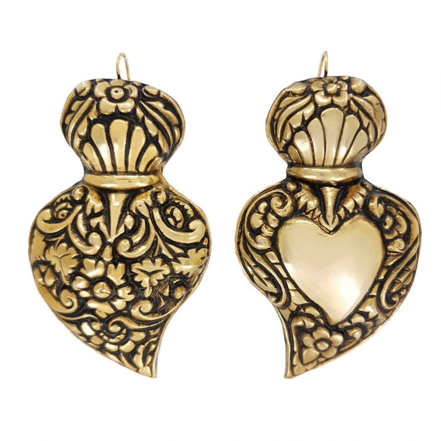 Earrings Baroque Heart of Viana XL in Gold Plated Silver Earrings Baroque Heart of Viana XL in Gold Plated Silver