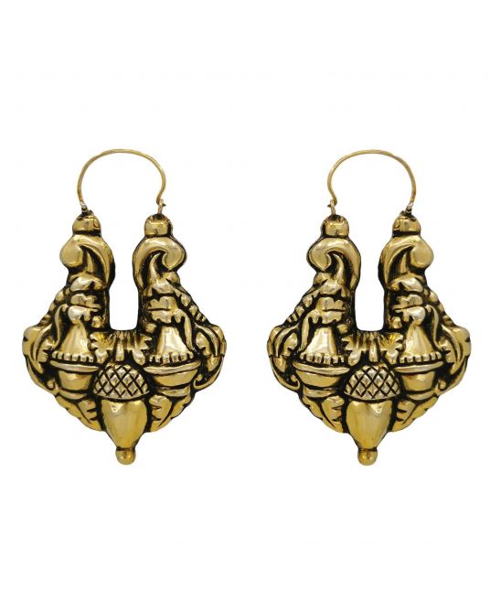 Earrings Baroque Arrecadas XL in Gold Plated Silver 
