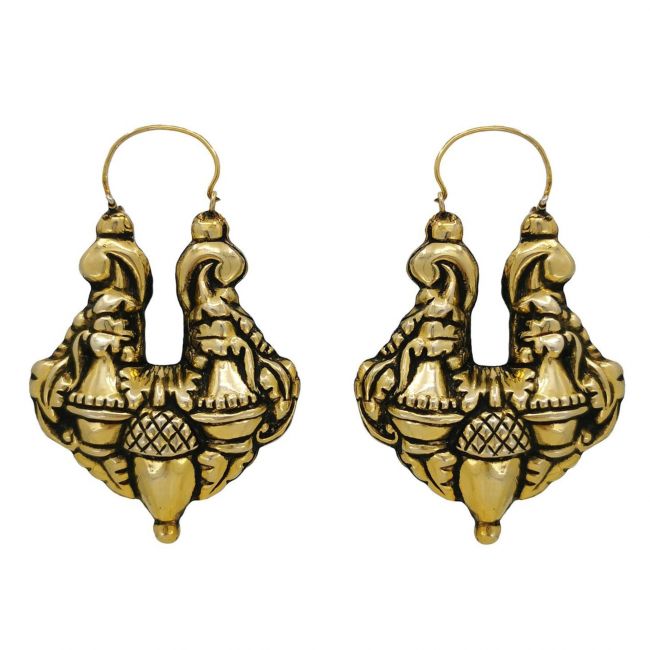 Earrings Baroque Arrecada XL in Golden Silver 