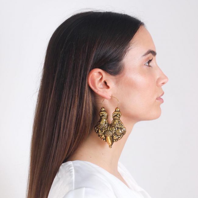 Earrings Baroque Arrecada XL in Golden Silver 