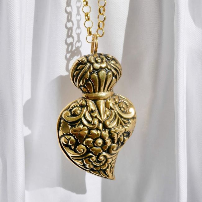 Pendant Baroque Heart of Viana XL in Gold Plated Silver 