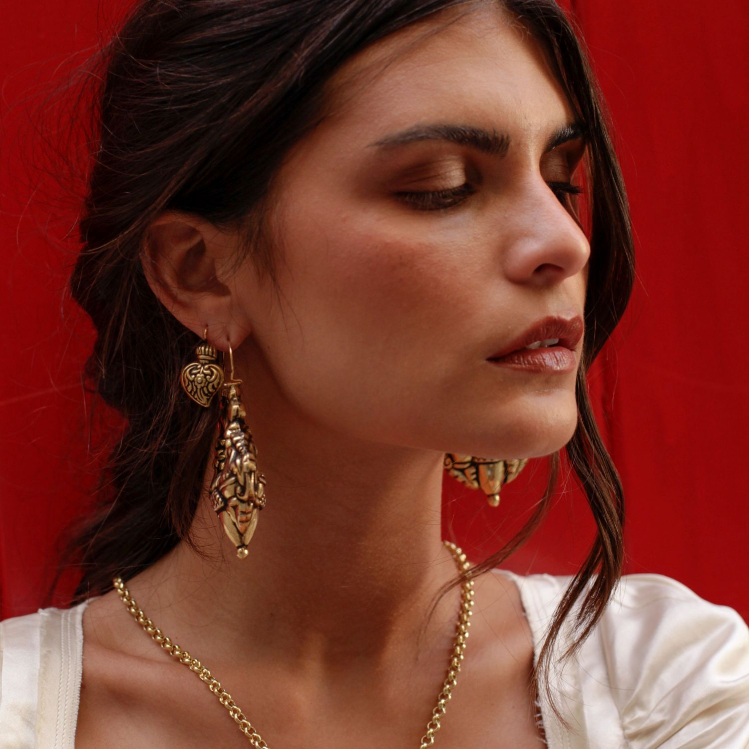 Earrings Baroque Heart of Viana S in Gold Plated Silver Earrings Baroque Heart of Viana S in Gold Plated Silver