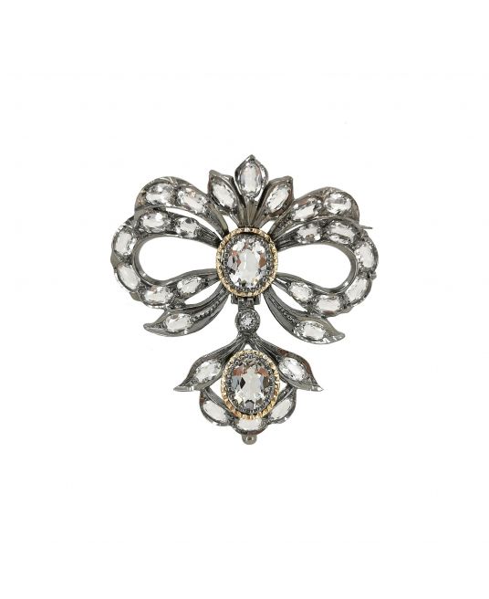 Broche Cristal de Roche en Argent et Or 