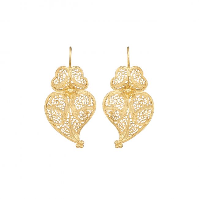 Earrings Heart of Viana 4,0cm in Gold Plated Silver 