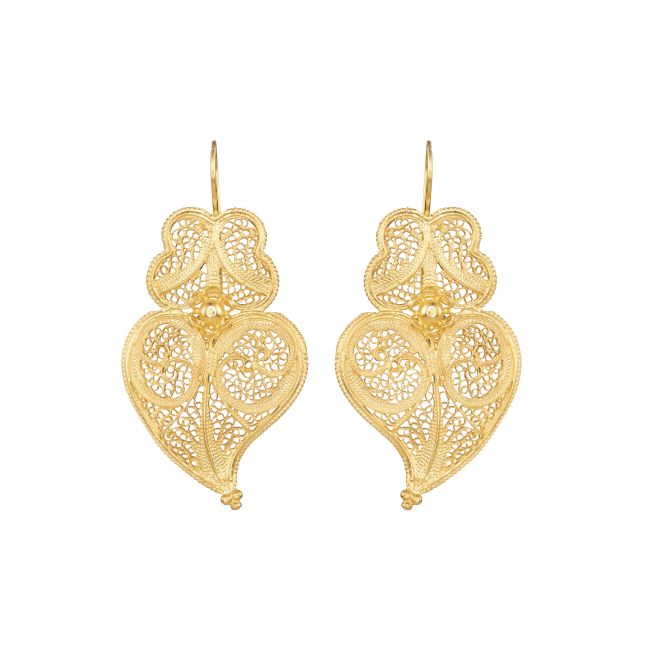 Earrings Heart of Viana 4,5cm in Gold Plated Silver 