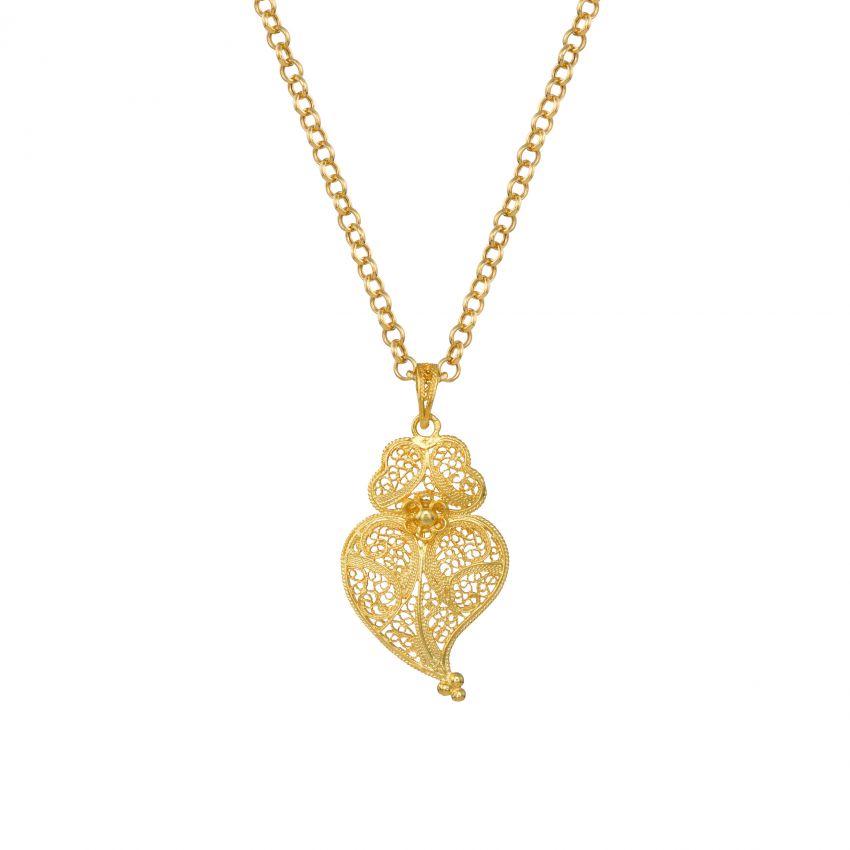 Collar Corazón de Viana 4,0cm de Plata Bañada en Oro 