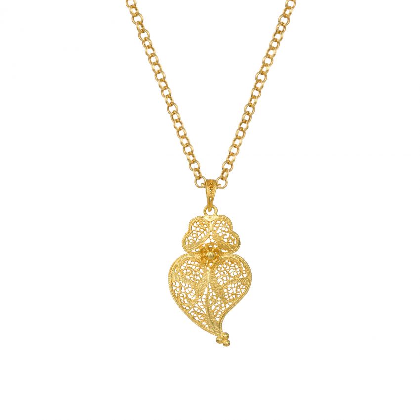 Necklace Heart of Viana 4,0 cm in Gold Plated Silver 