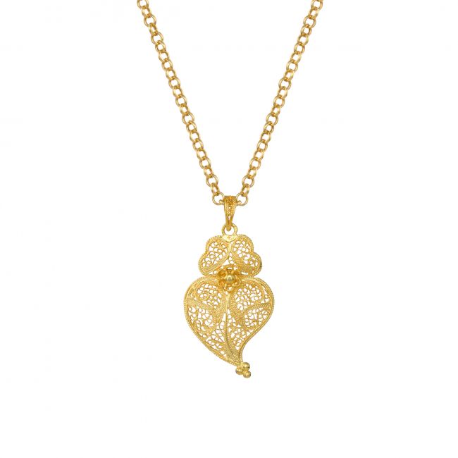 Necklace Heart of Viana 4,0 cm in Gold Plated Silver 