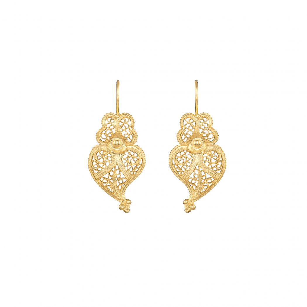 Earrings Heart of Viana 2,5cm in Gold Plated Silver 