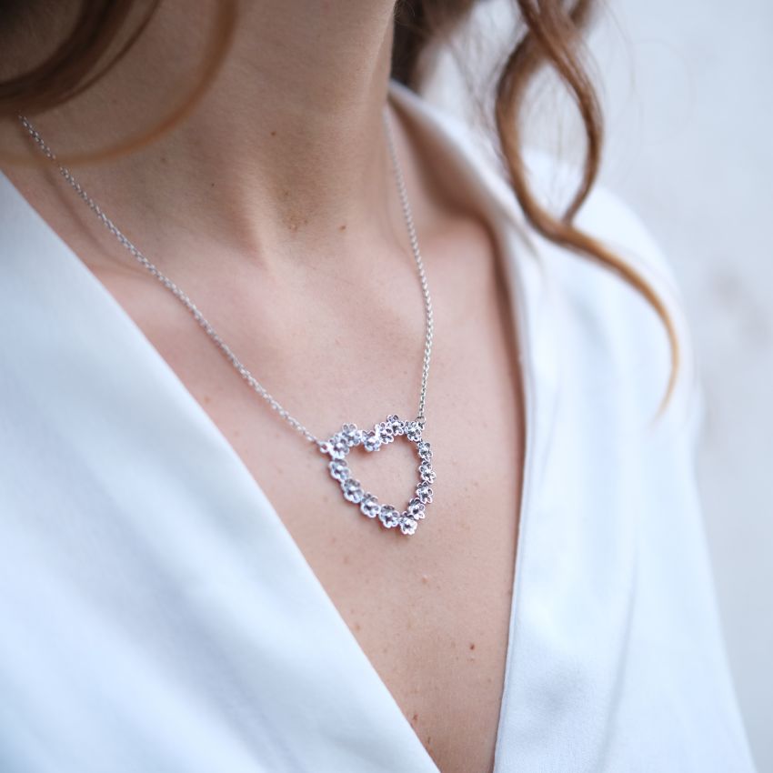 Collier Coeur de Fleurs en Argent 