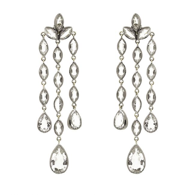 Earrings Teardrops Rock Crystal in Silver and Gold 