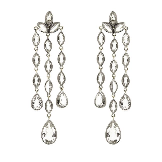 Earrings Teardrops Rock Crystal in Silver and Gold