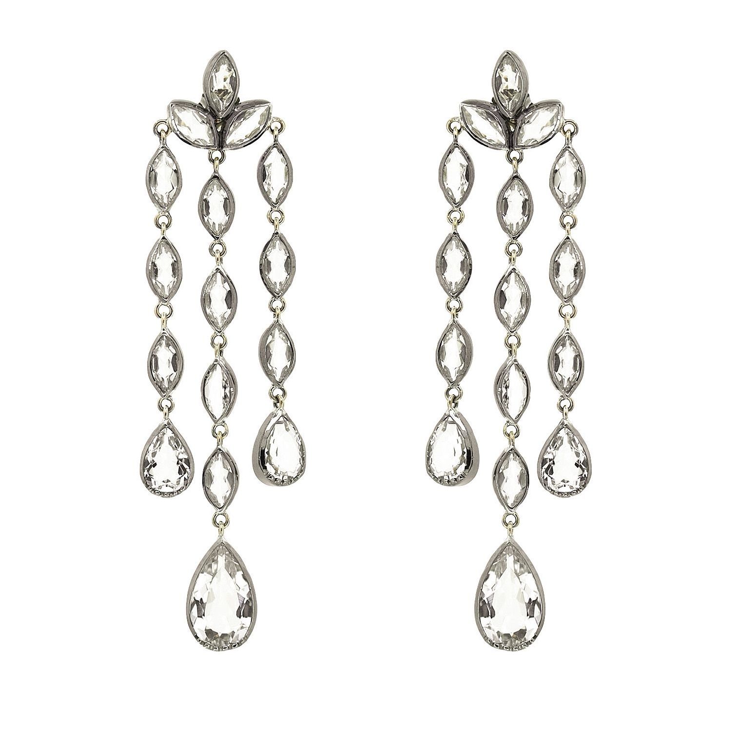 Earrings Teardrops Rock Crystal in Silver and Gold 