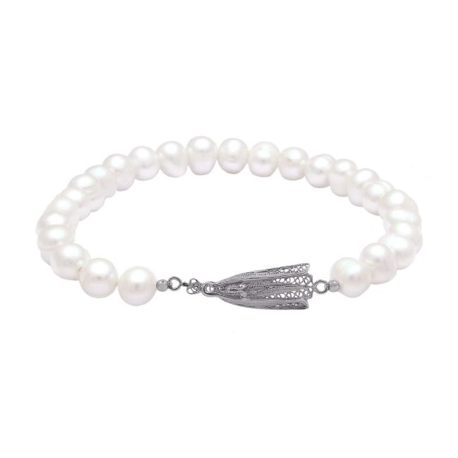 Bracelet Our Lady of Fátima in Silver with Pearls 