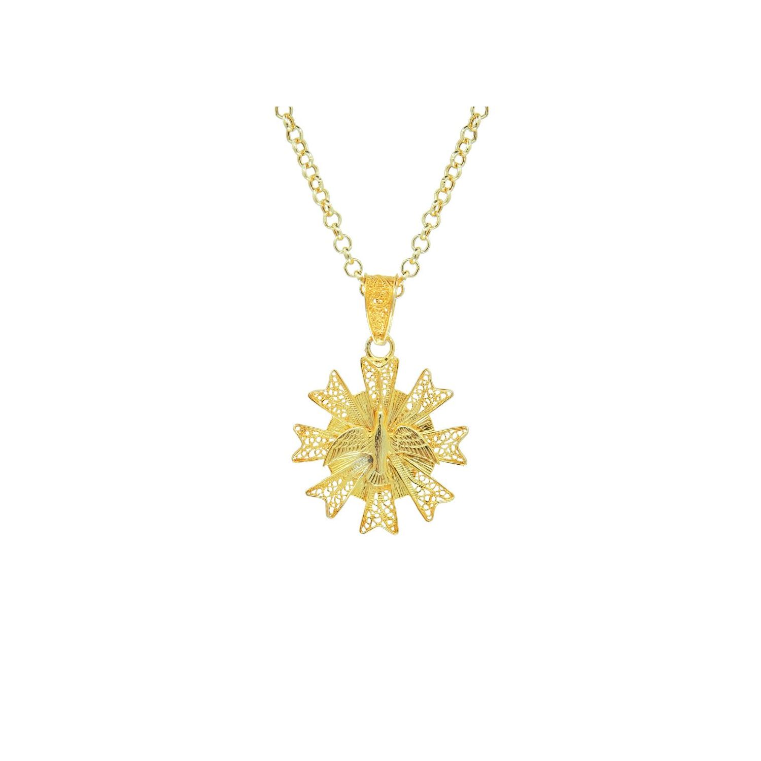 Necklace Holy Spirit Filigree in Gold Plated Silver Necklace Holy Spirit Filigree in Gold Plated Silver