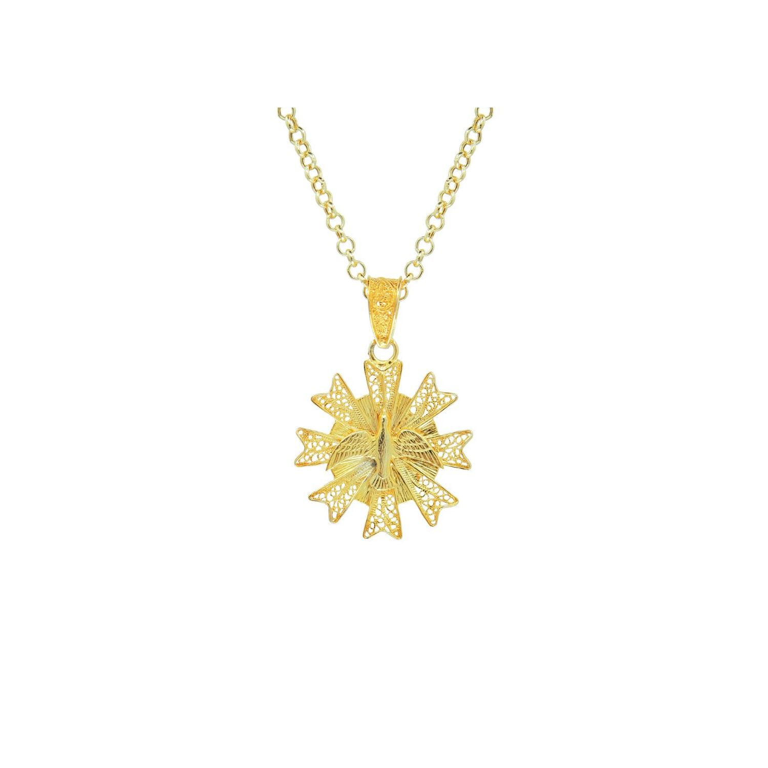 Necklace Holy Spirit Filigree in Gold Plated Silver 