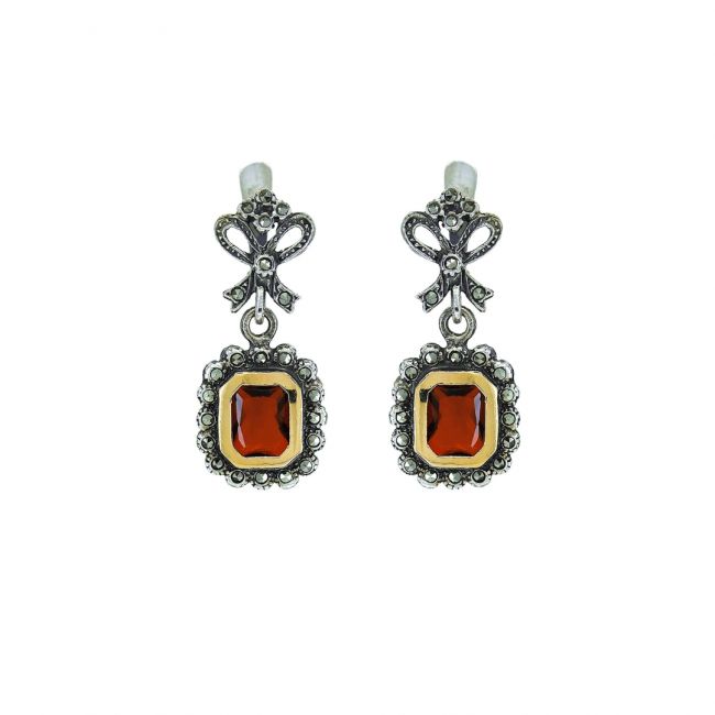 Earrings Red Tie in Silver and Gold 