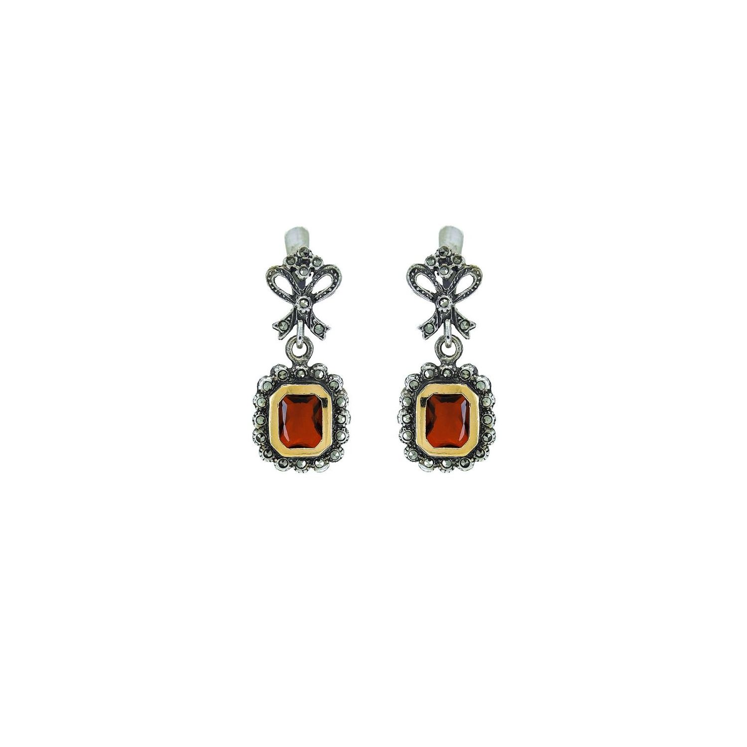Earrings Red Tie in Silver and Gold Earrings Red Tie in Silver and Gold